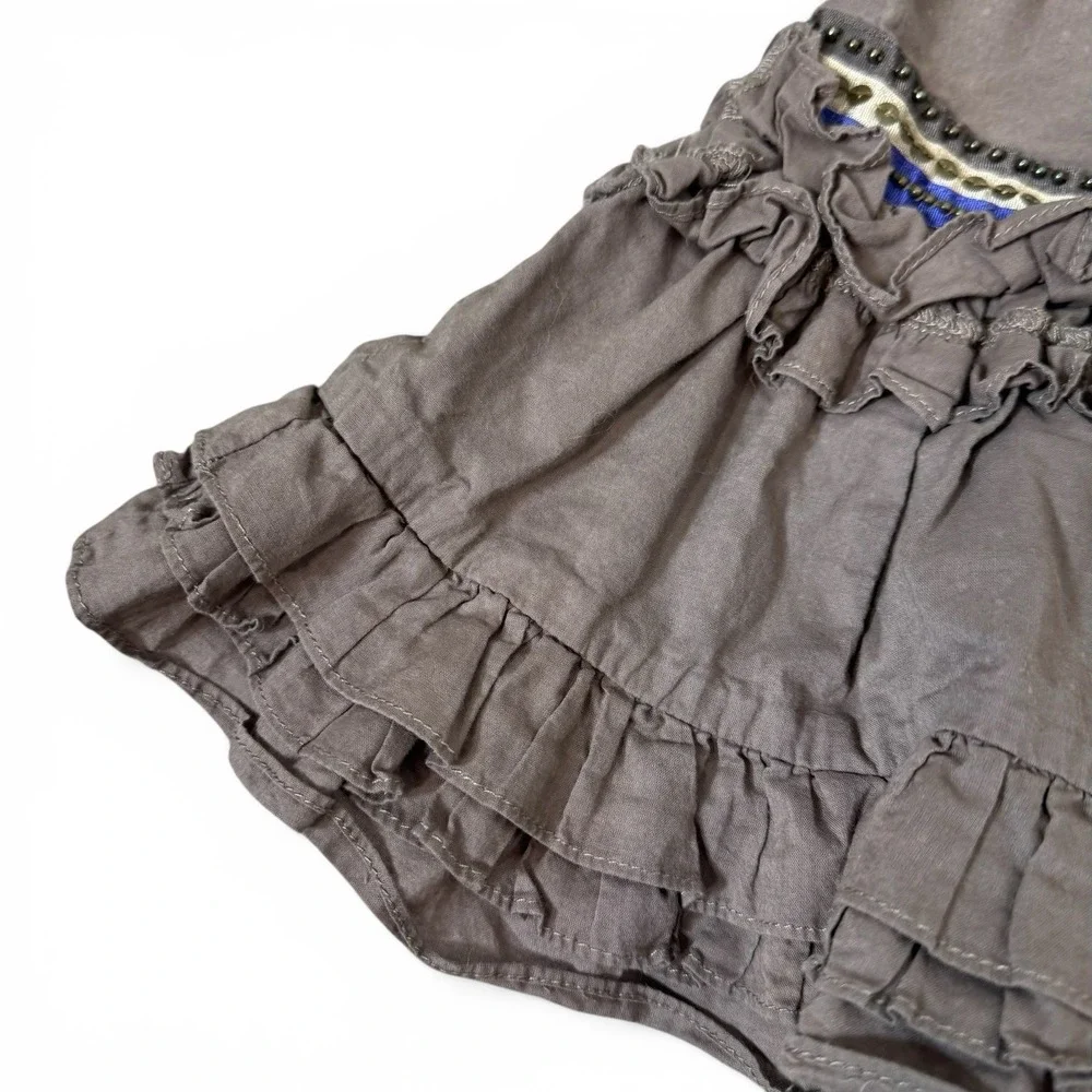 Lili Gaufrette Girls Tiered Mini Skirt Size 4 Years Smocked Beaded Sequins Y2K